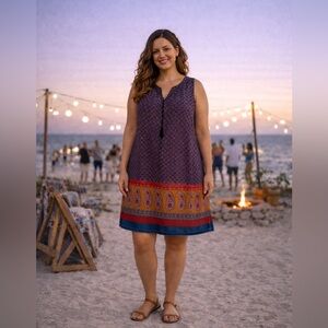 BeachLunchLoubge CL Boho Top Paisley Border Print Sleeveless Flowy summer
